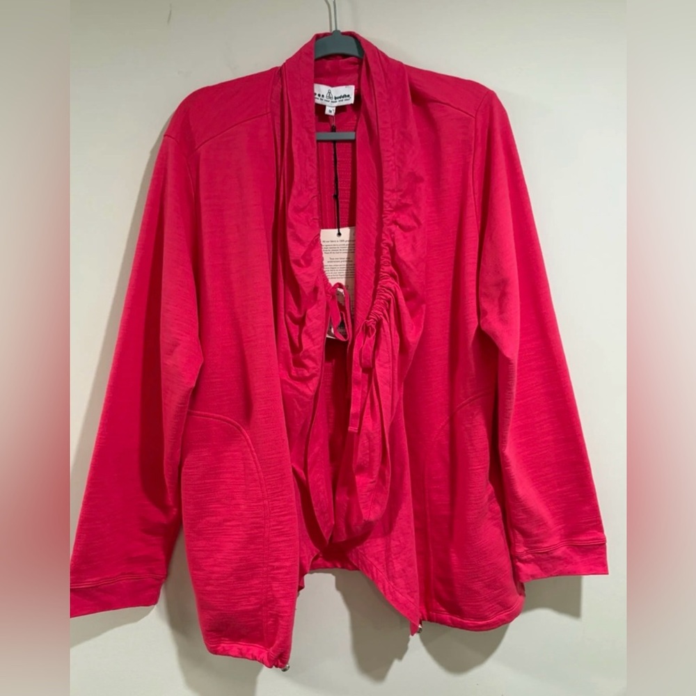 Pink Cotton Draped Cardigan